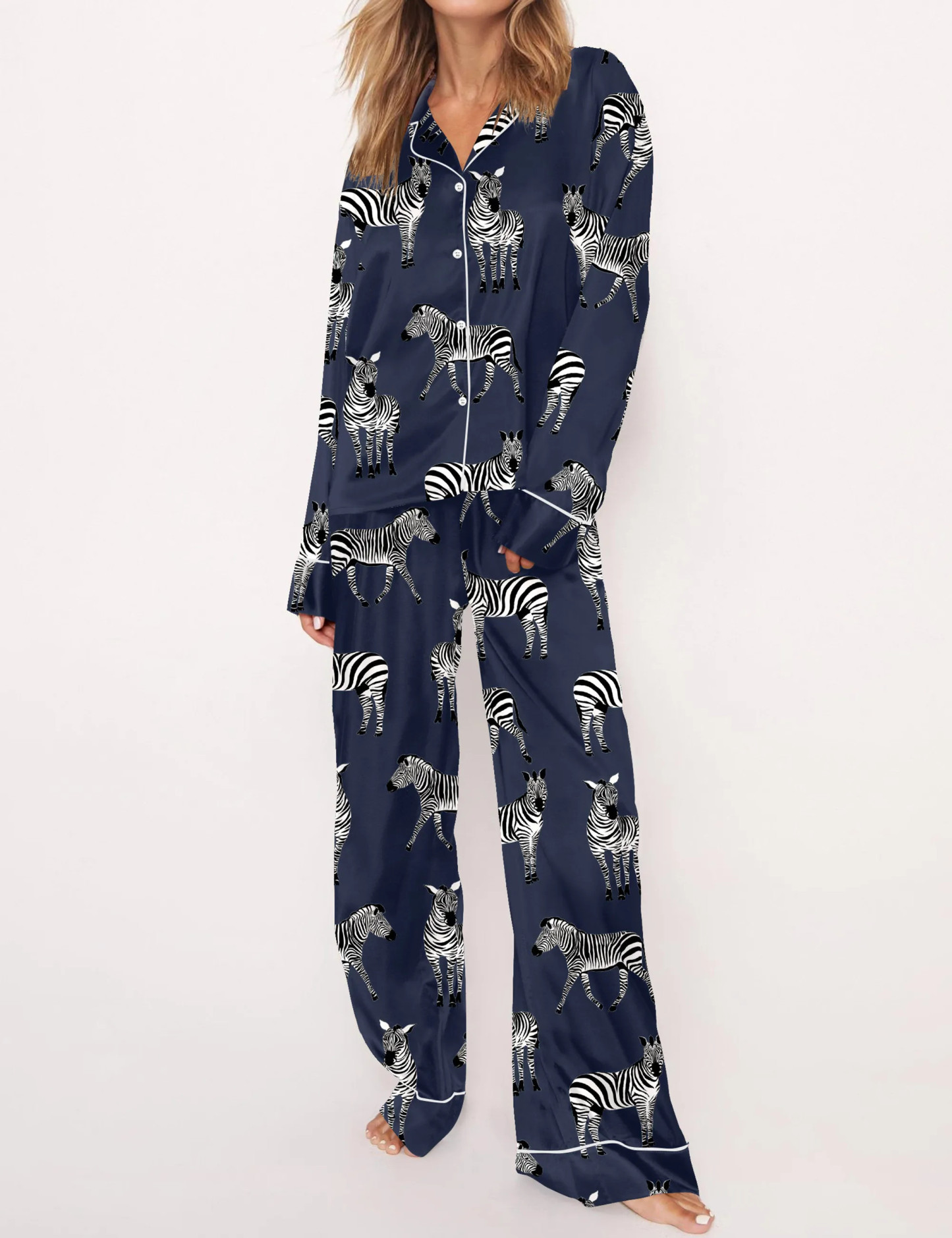Zebra Satin Pajama Set For Women