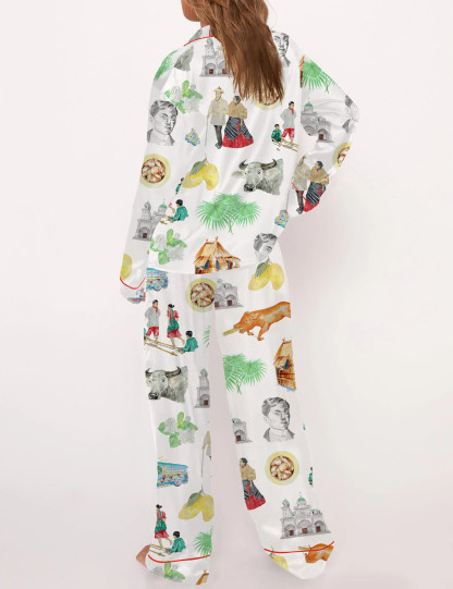  Philippines Filipino Satin Pajama Set For Women