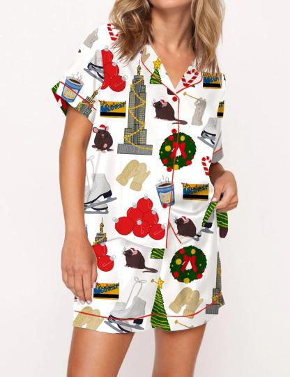 Holiday In New York Satin Pajama Set For Women