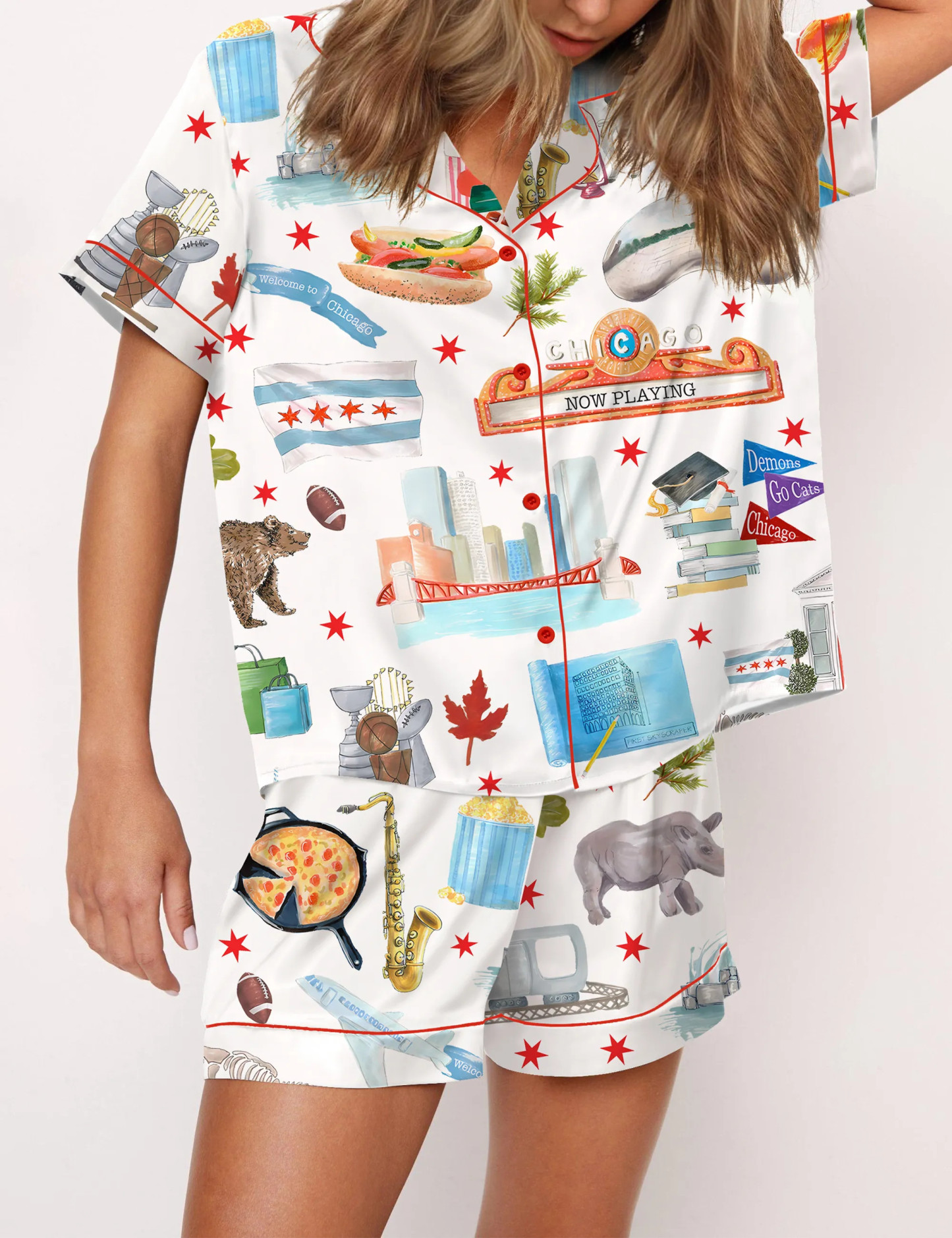 Chicago City Silky Satin Pajama Set For Women