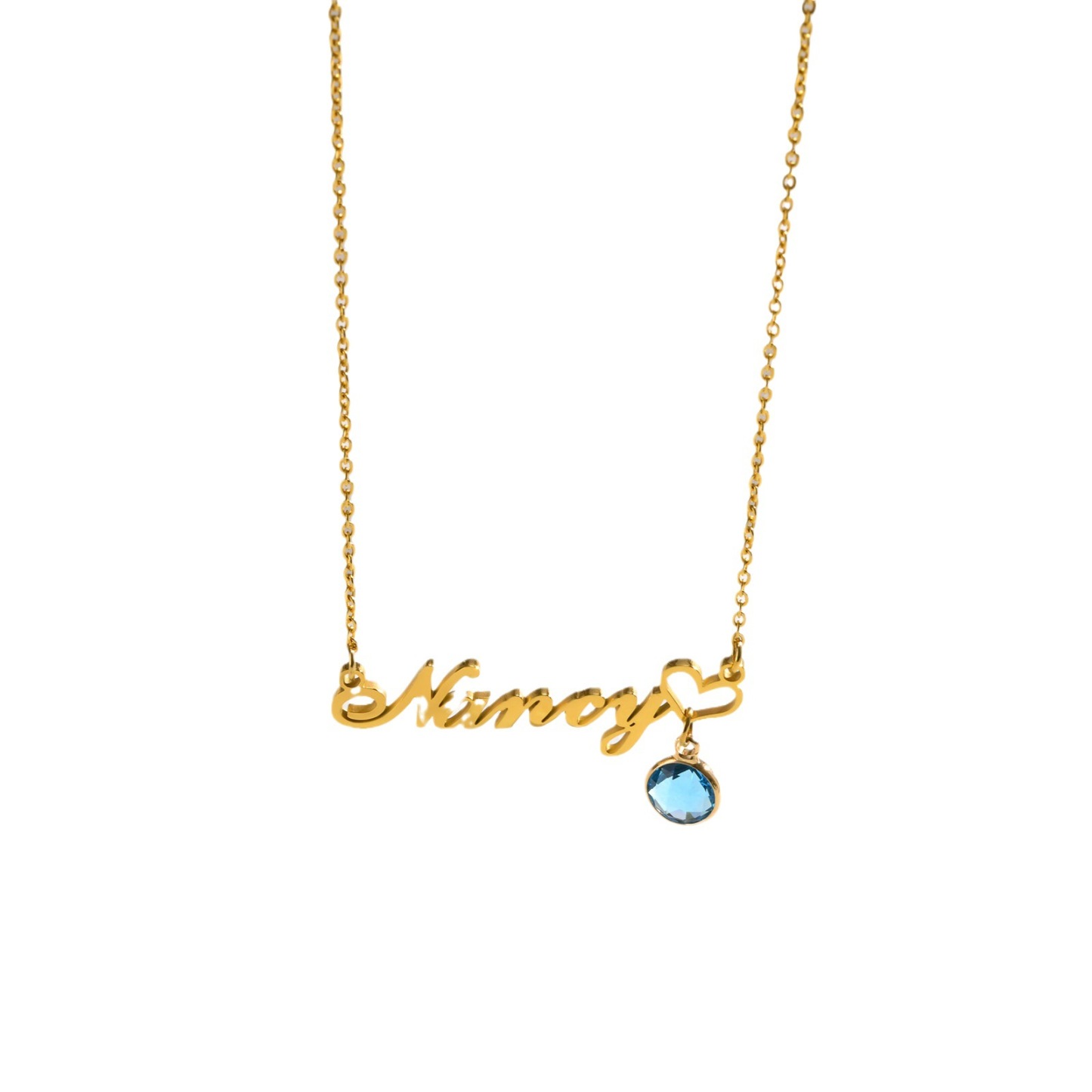 Personalized Minimalism Heart Birthstone Name Necklace Birthday Anniversary Gift for Women