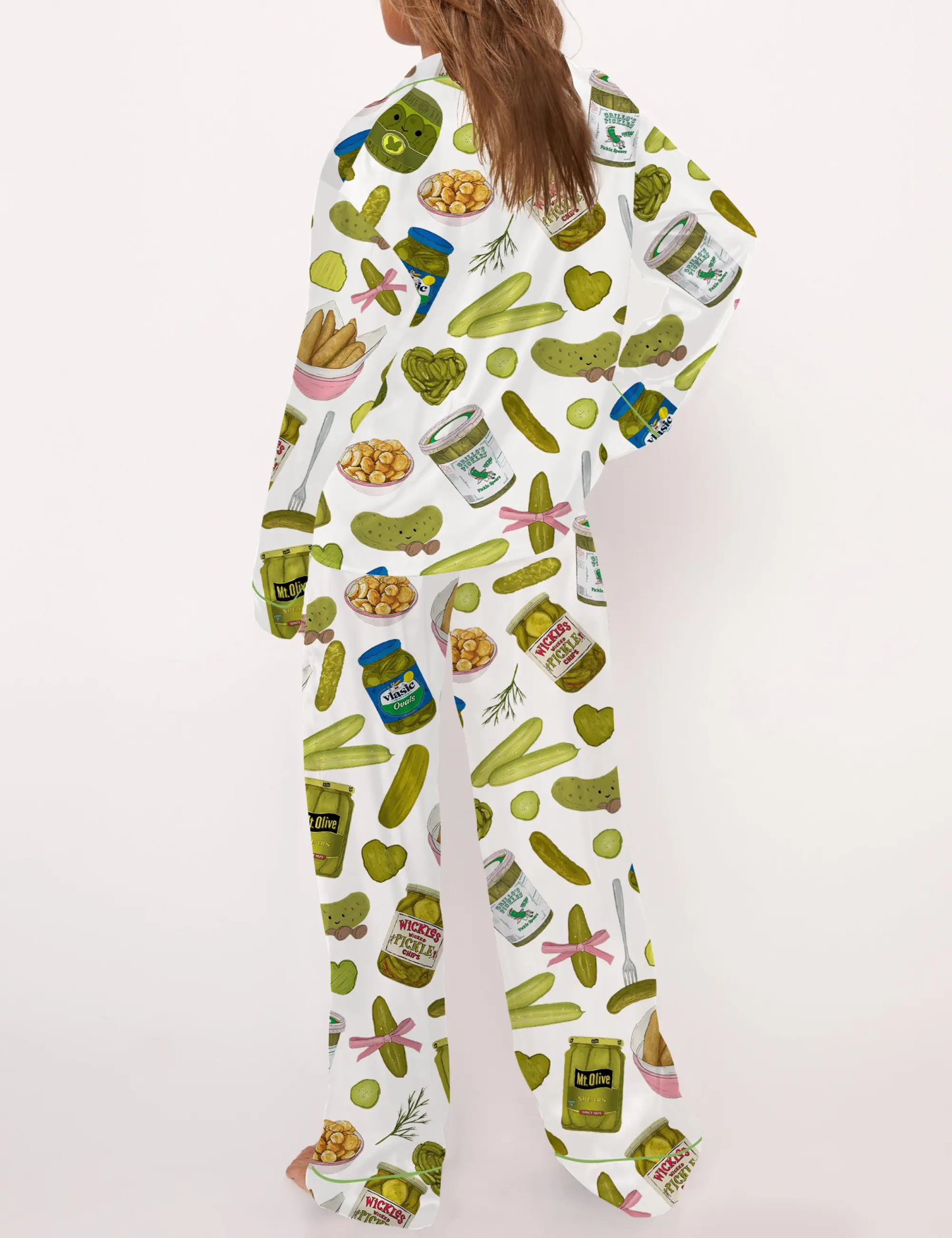 Coquette Pickle Girl Silky Satin Pajama Set For Women