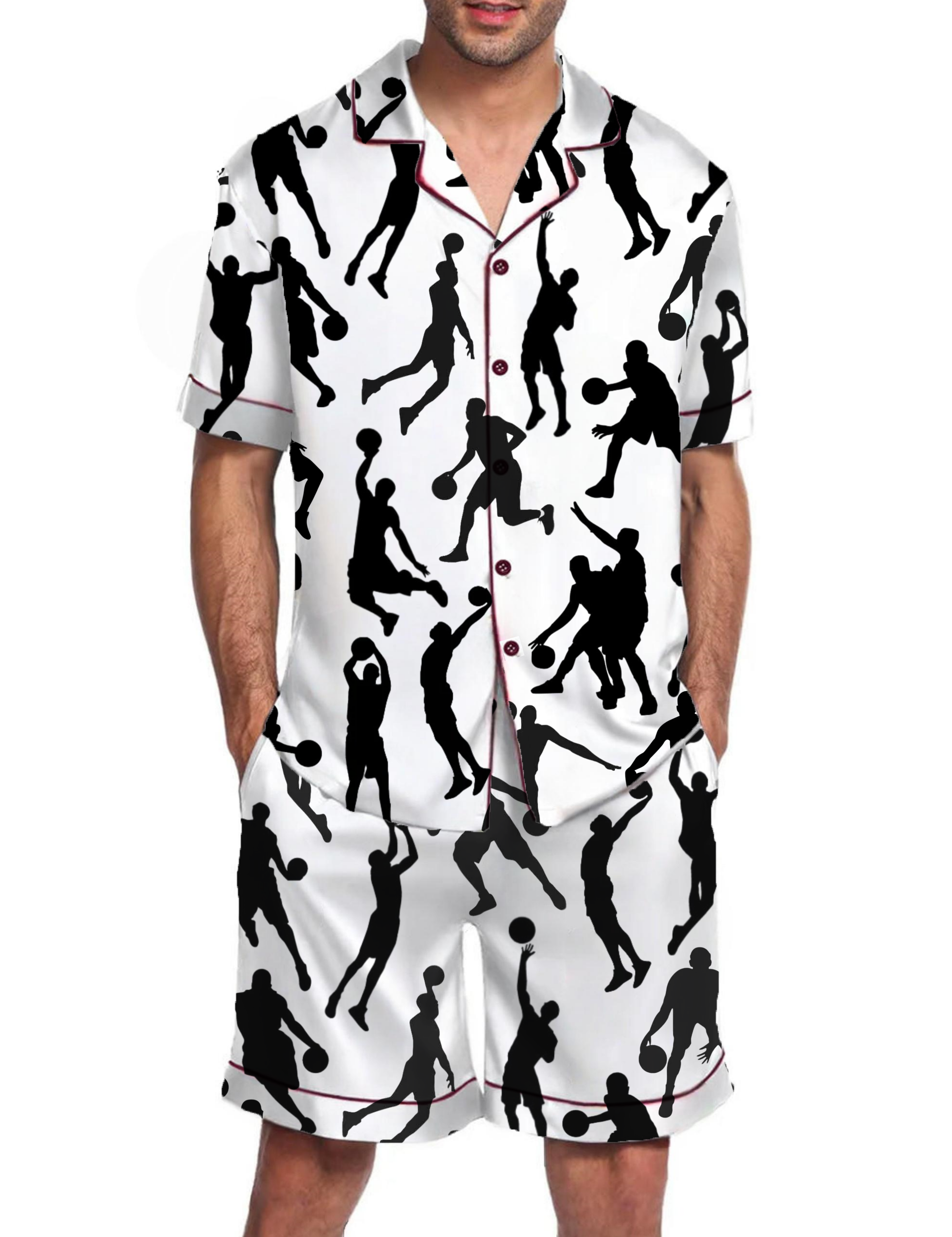 Basketball Silky Satin Pajama Short Set For Man