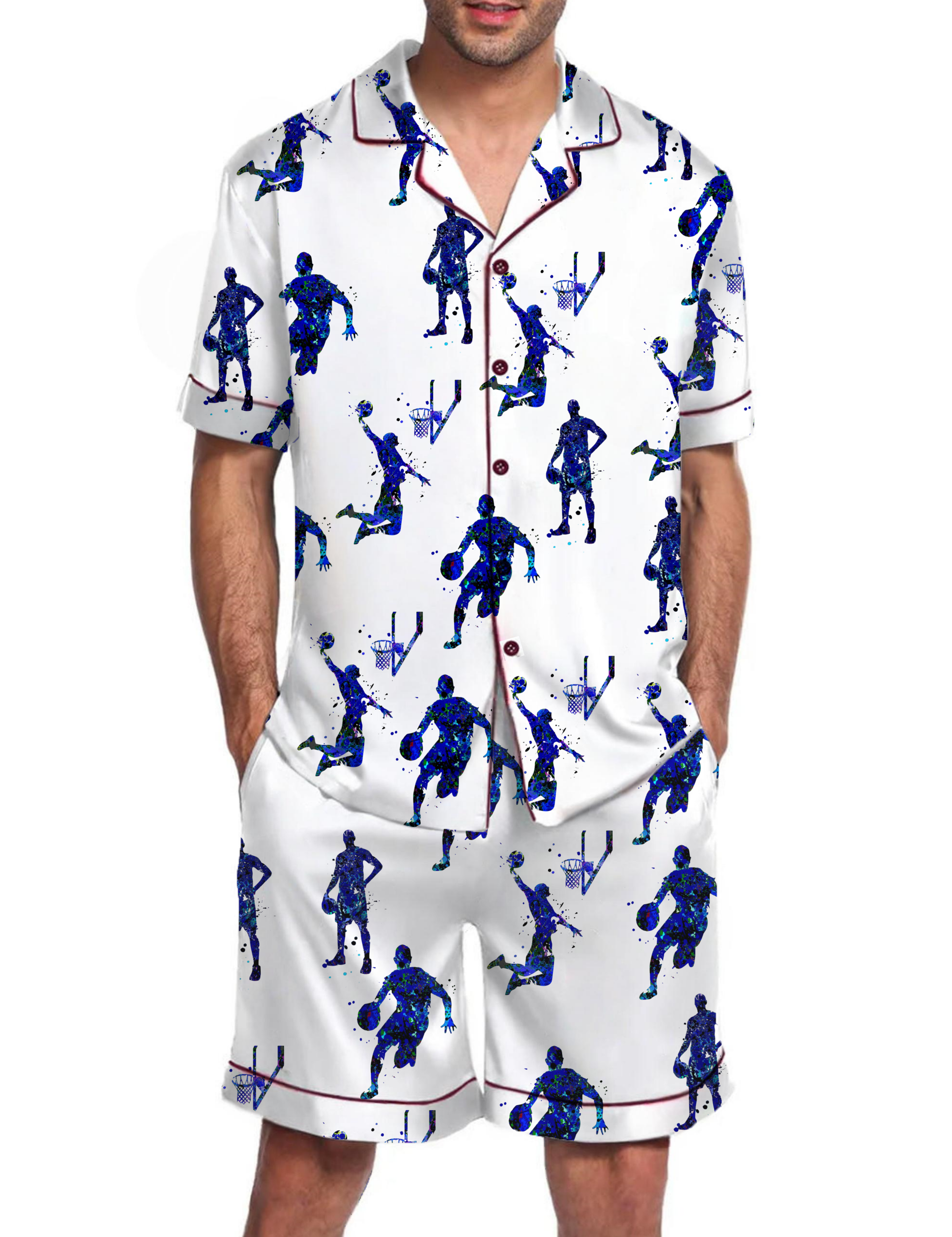 Basketball Silky Satin Pajama Short Set For Man