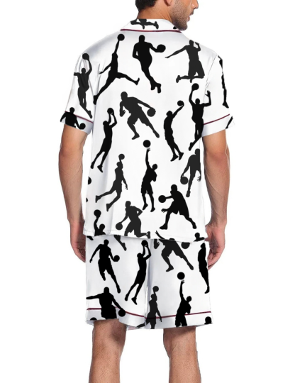 Basketball Silky Satin Pajama Short Set For Man