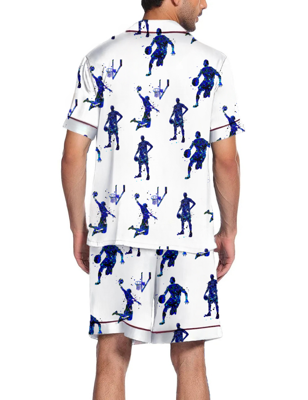 Basketball Silky Satin Pajama Short Set For Man