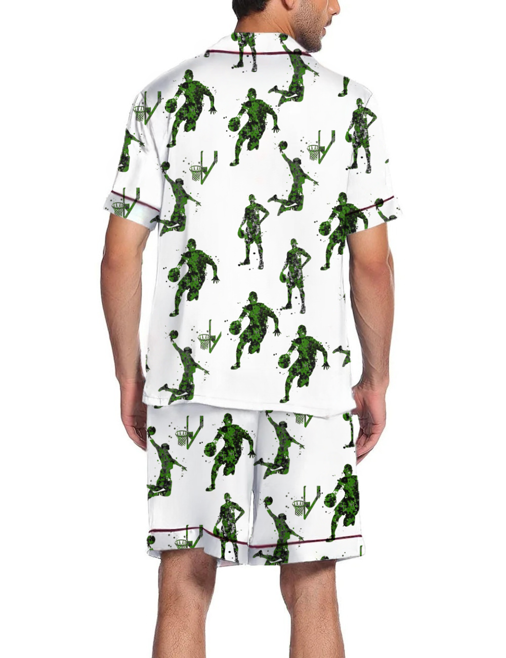 Basketball Silky Satin Pajama Short Set For Man