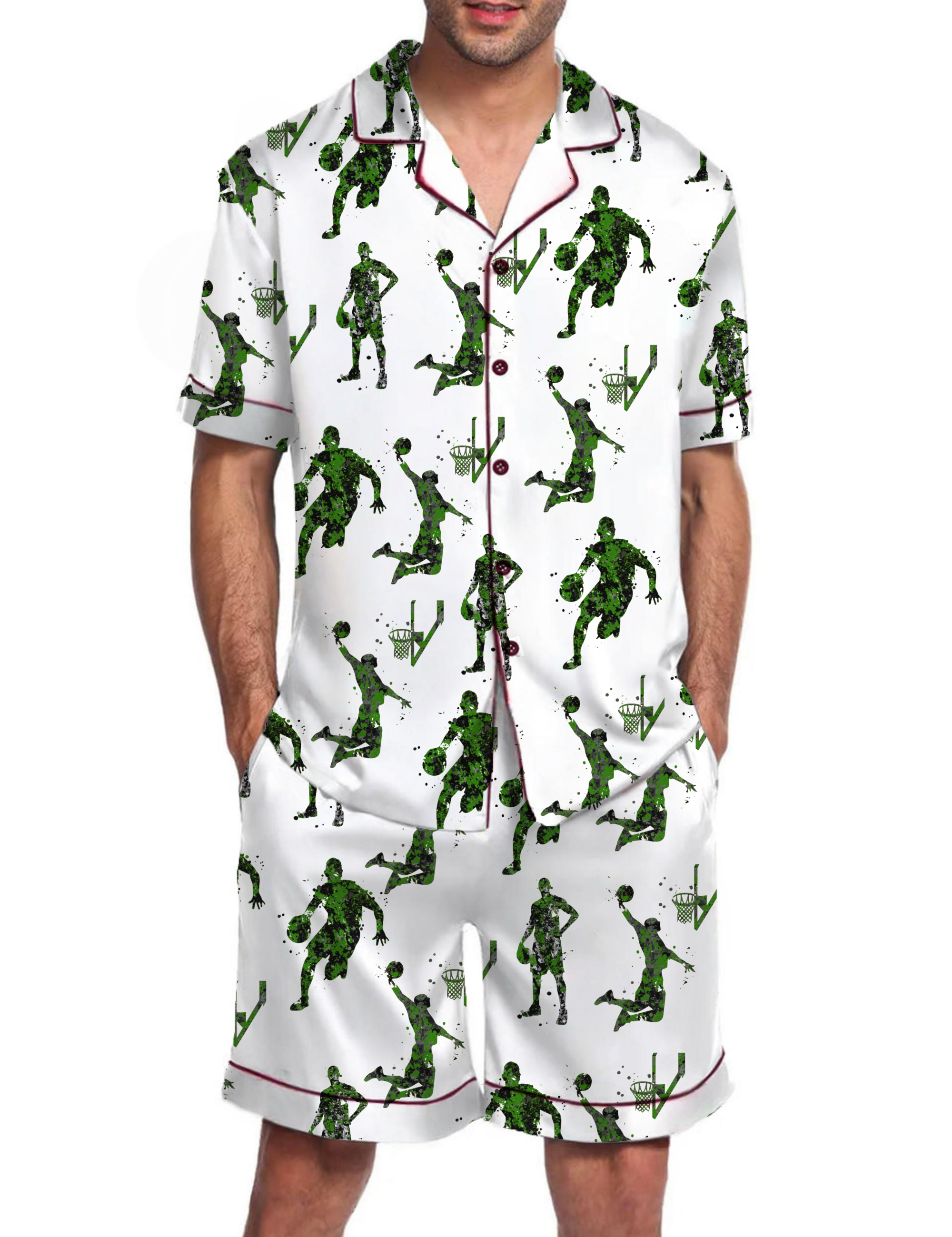 Basketball Silky Satin Pajama Short Set For Man