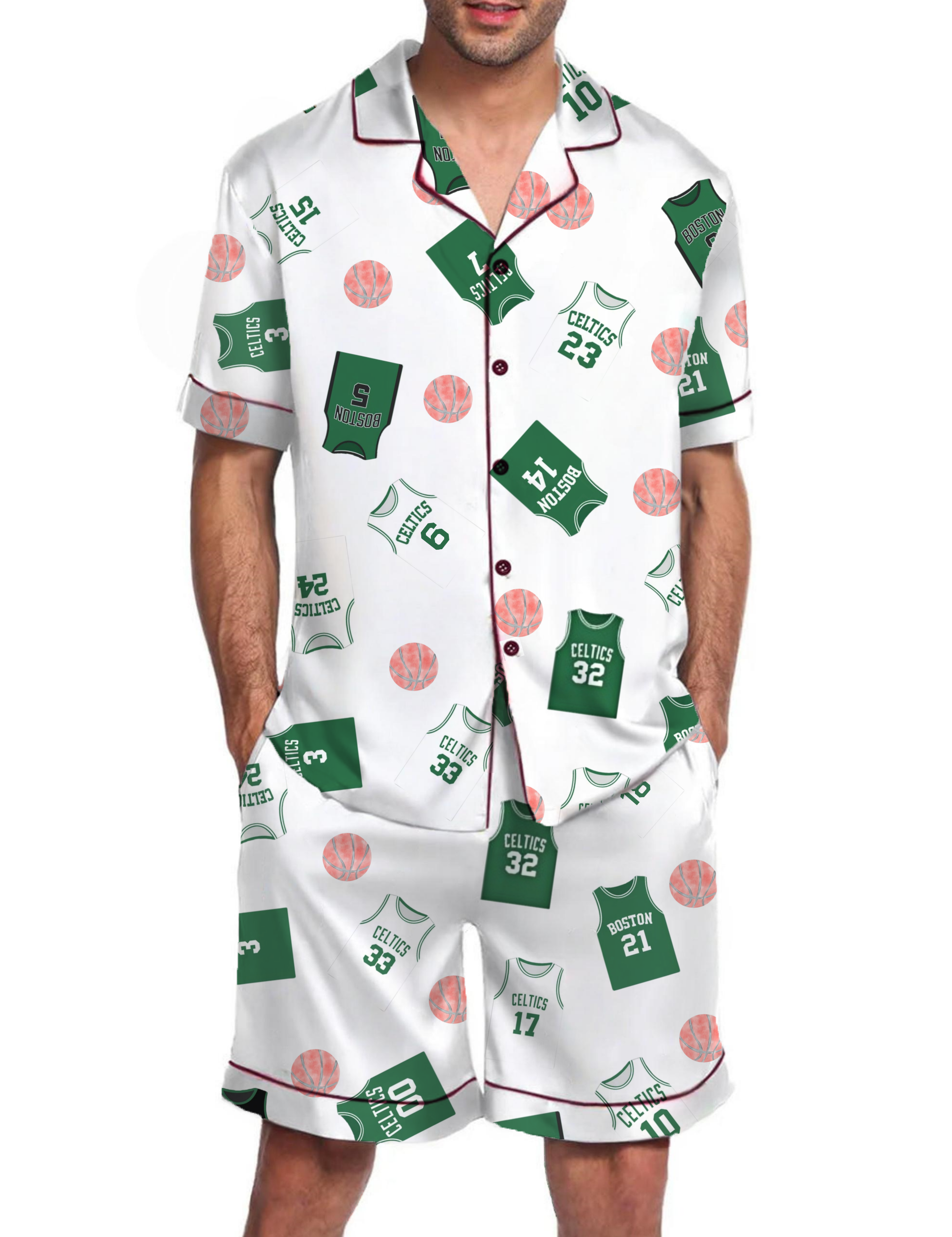 Basketball Themed Silky Satin Pajama Short Set For Man