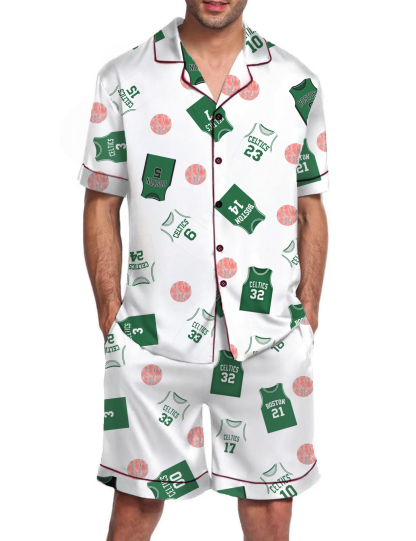 Basketball Themed Silky Satin Pajama Short Set For Man