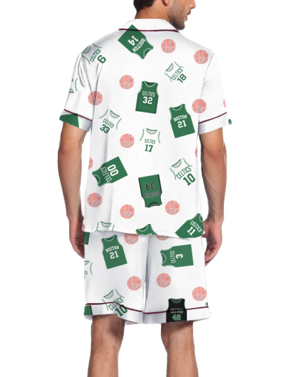 Basketball Themed Silky Satin Pajama Short Set For Man