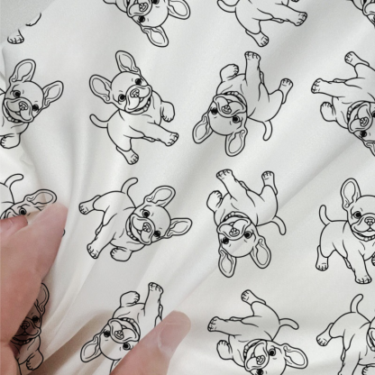 French Bulldogs Toile 100% Cotton Duvet Cover Set  King Twin Comforter Queen Bedding for Guest Room with Hidden Zipper Closure 3Pcs