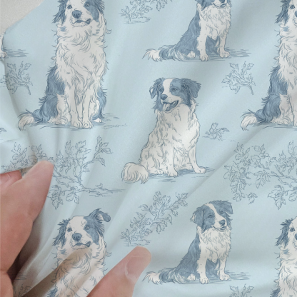 Border Collie Toile 100% Cotton Duvet Cover Set  King Twin Comforter Queen Bedding for Guest Room Toile de Jouy with Hidden Zipper Closure 3Pcs