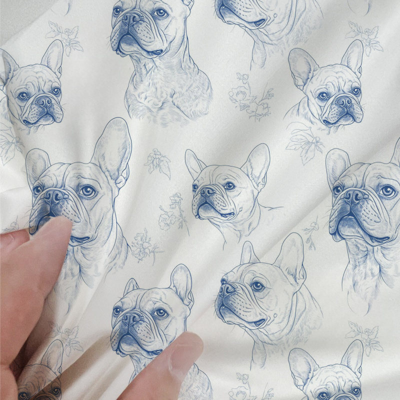 French Bulldogs Toile 100% Cotton Duvet Cover Set  King Twin Comforter Queen Bedding for Guest Room with Hidden Zipper Closure 3Pcs