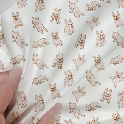 French Bulldogs Toile 100% Cotton Duvet Cover Set  King Twin Comforter Queen Bedding for Guest Room with Hidden Zipper Closure 3Pcs