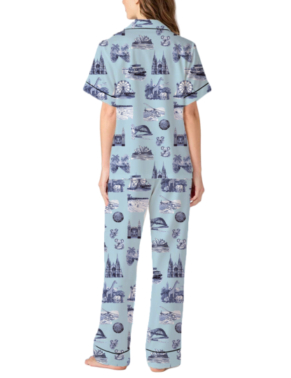 Sydney Travel Toile Silky Satin Pajama Pants Set For Women