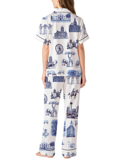San Antonio Toile Silky Satin Pajama Pants Set For Women