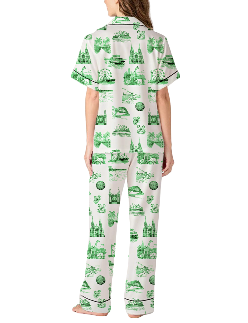 Sydney Travel Toile Silky Satin Pajama Pants Set For Women