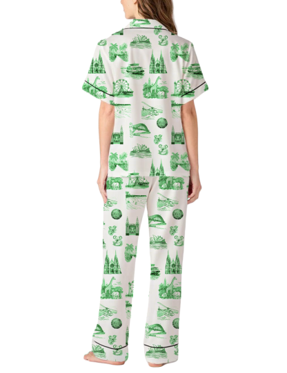 Sydney Travel Toile Silky Satin Pajama Pants Set For Women