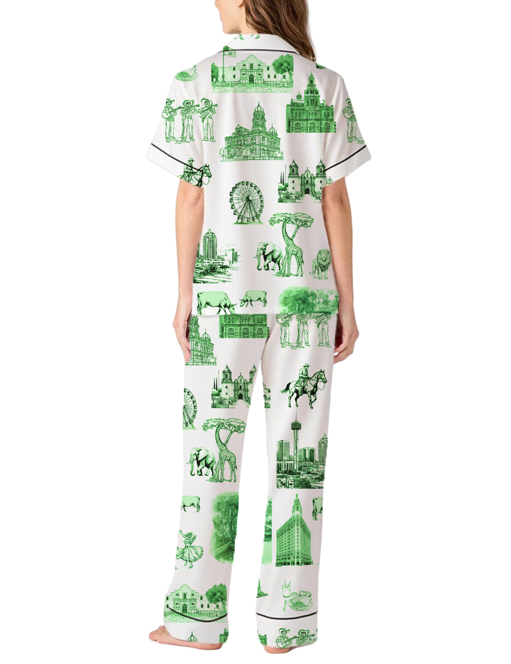 San Antonio Toile Silky Satin Pajama Pants Set For Women