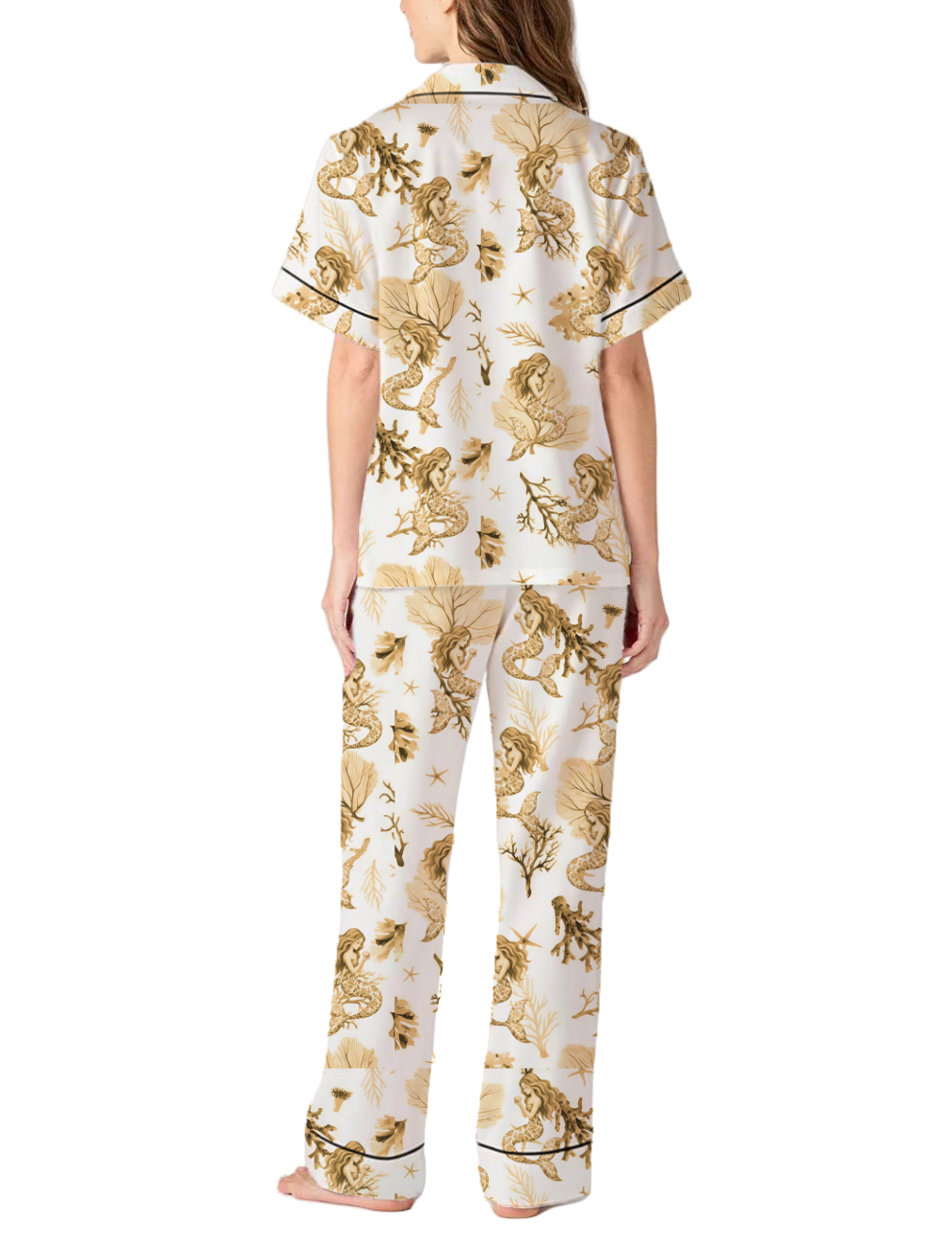 Mermaid Toile Satin Pajama Pants Set For Women