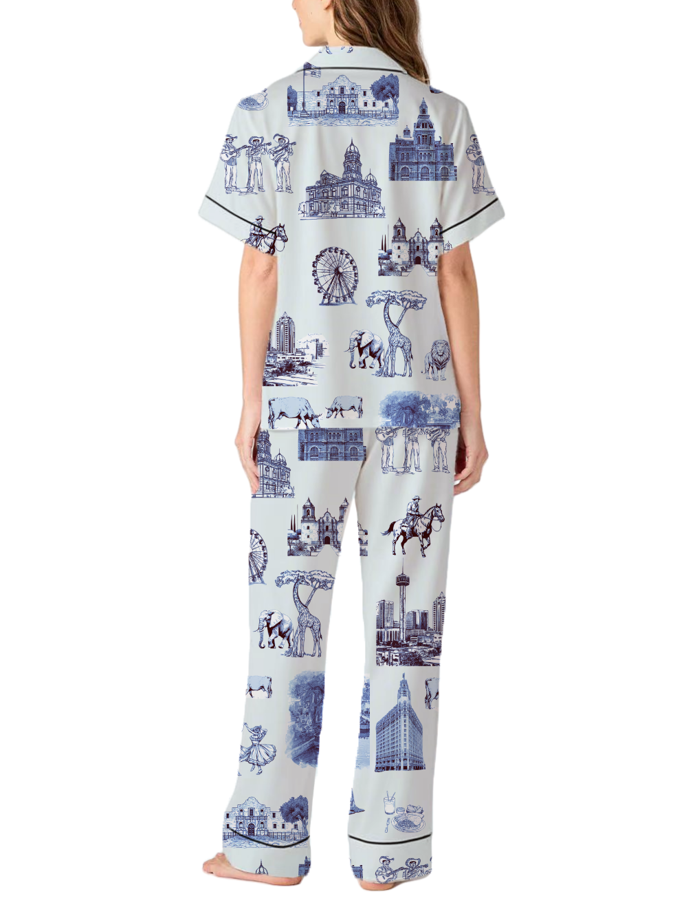 San Antonio Toile Silky Satin Pajama Pants Set For Women