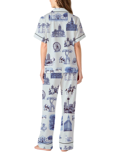 San Antonio Toile Silky Satin Pajama Pants Set For Women