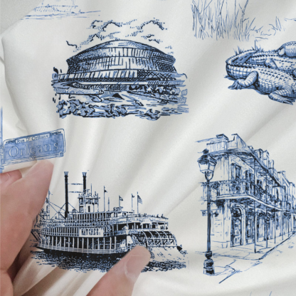 New Orleans Toile 100% Cotton Duvet Cover Set  King Twin Comforter Queen Bedding for Guest Room Toile de Jouy with Hidden Zipper Closure 3Pcs