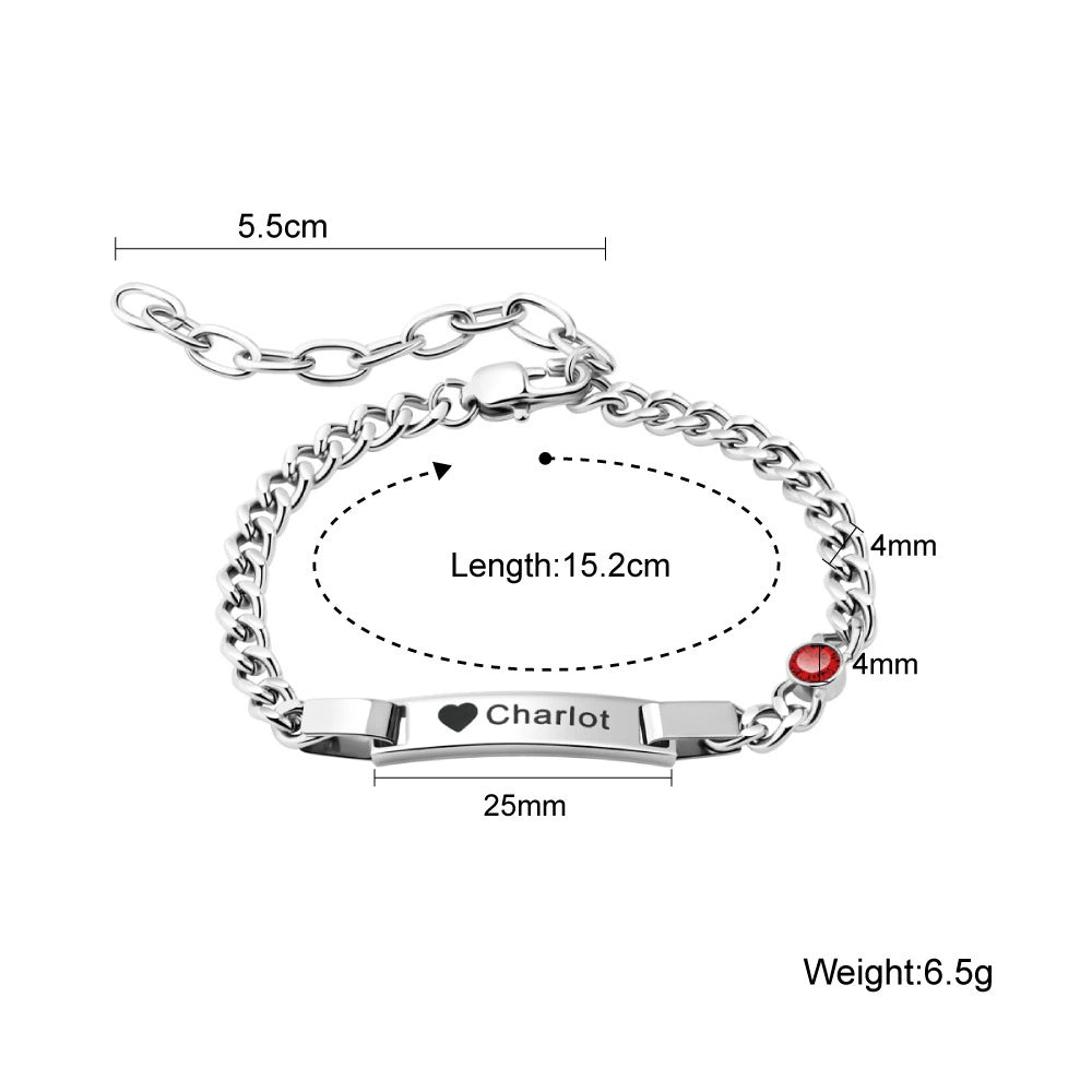 Personalized Dainty Bracelet with Birthstone Birthday Valentine's Day 