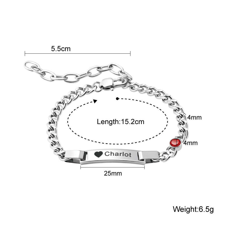 Personalized Dainty Bracelet with Birthstone Birthday Valentine's Day