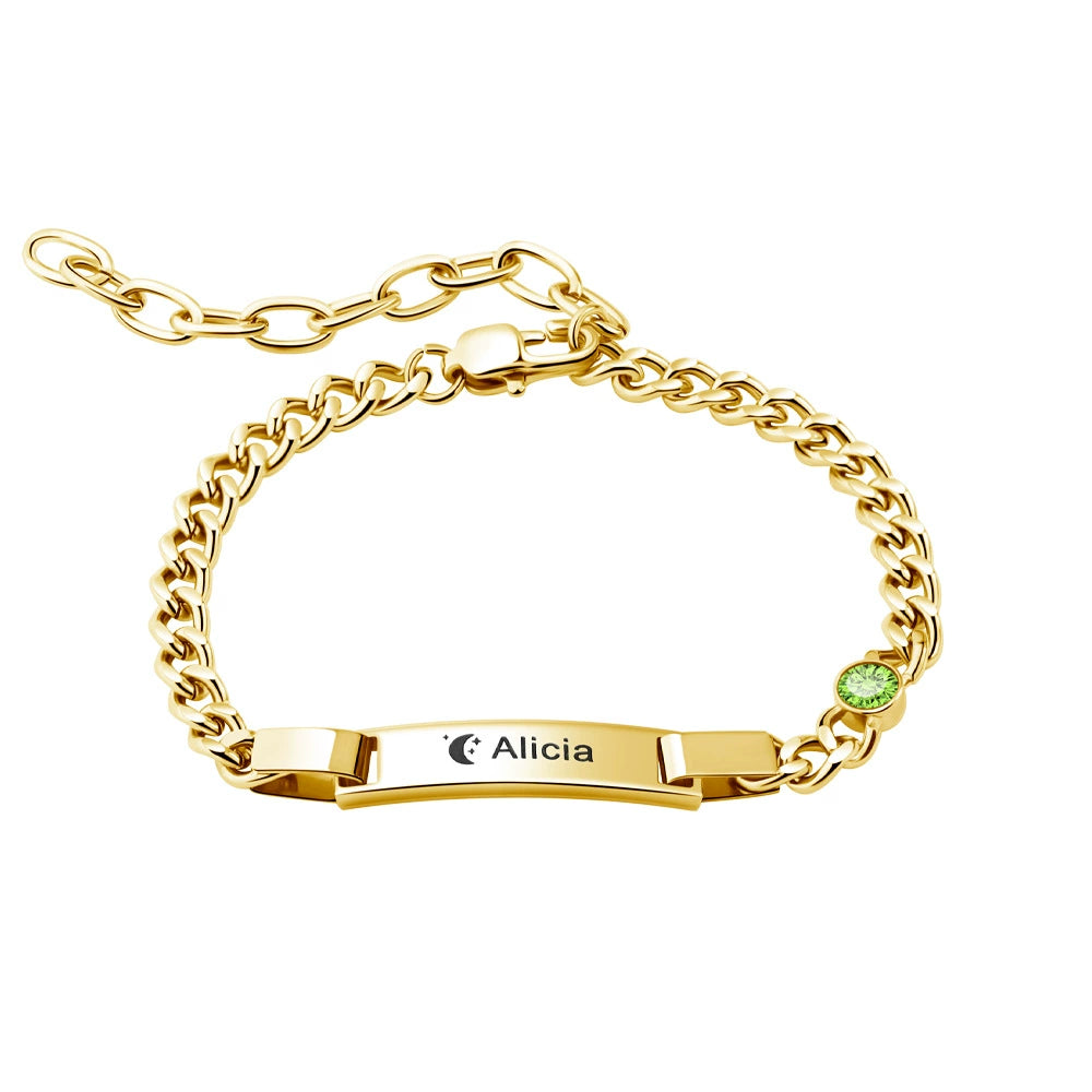 Personalized Dainty  Bracelet with Birthstone Birthday Valentine's Day Anniversary Gift for Girl Kid Women