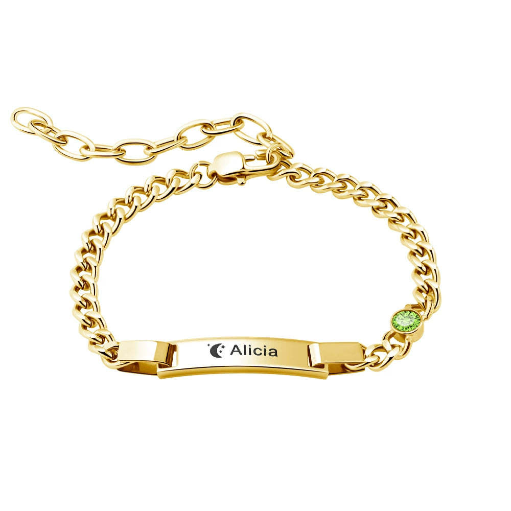 Personalized Dainty Bracelet with Birthstone Birthday Valentine's Day Anniversary Gift for Girl Kid Women