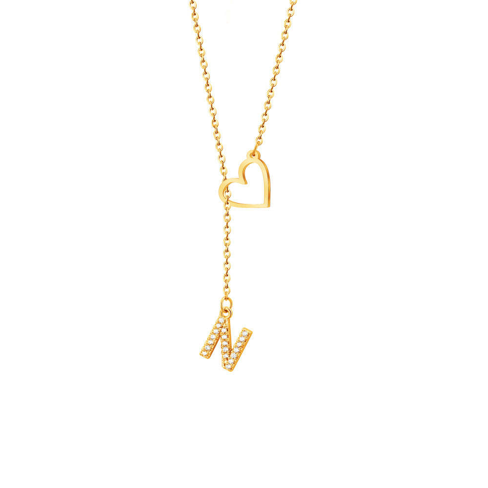 Personalized Minimalist Heart Necklace with Letter Valentine's Day Gif