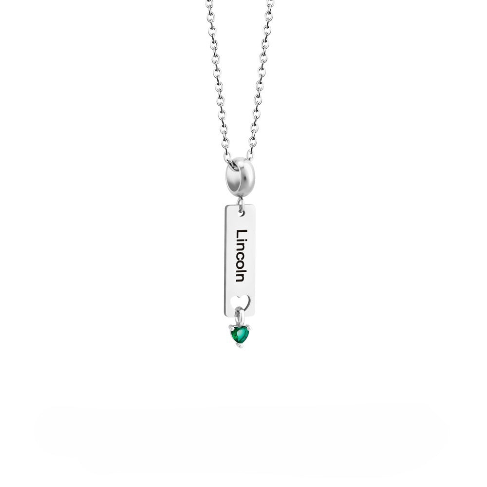 Personalized Minimalist Name Necklace with Heart Birthstone Birthday Anniversary Gift for Her