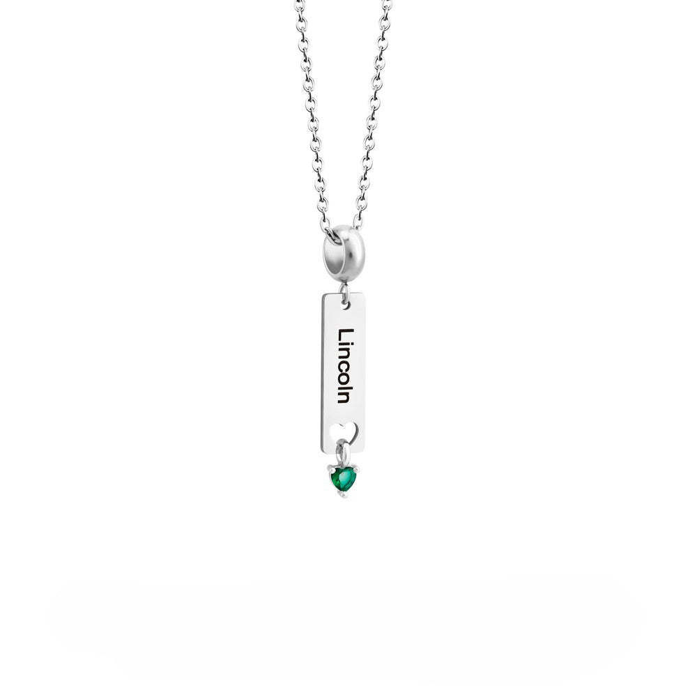 Personalized Minimalist Name Necklace with Heart Birthstone Birthday Anniversary Gift for Her
