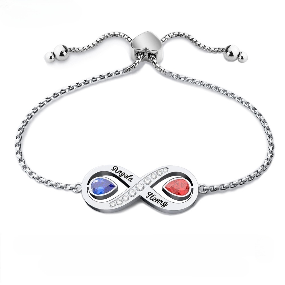 Personalized Birthstone and Name Infinity Bracelet Gift for Mother