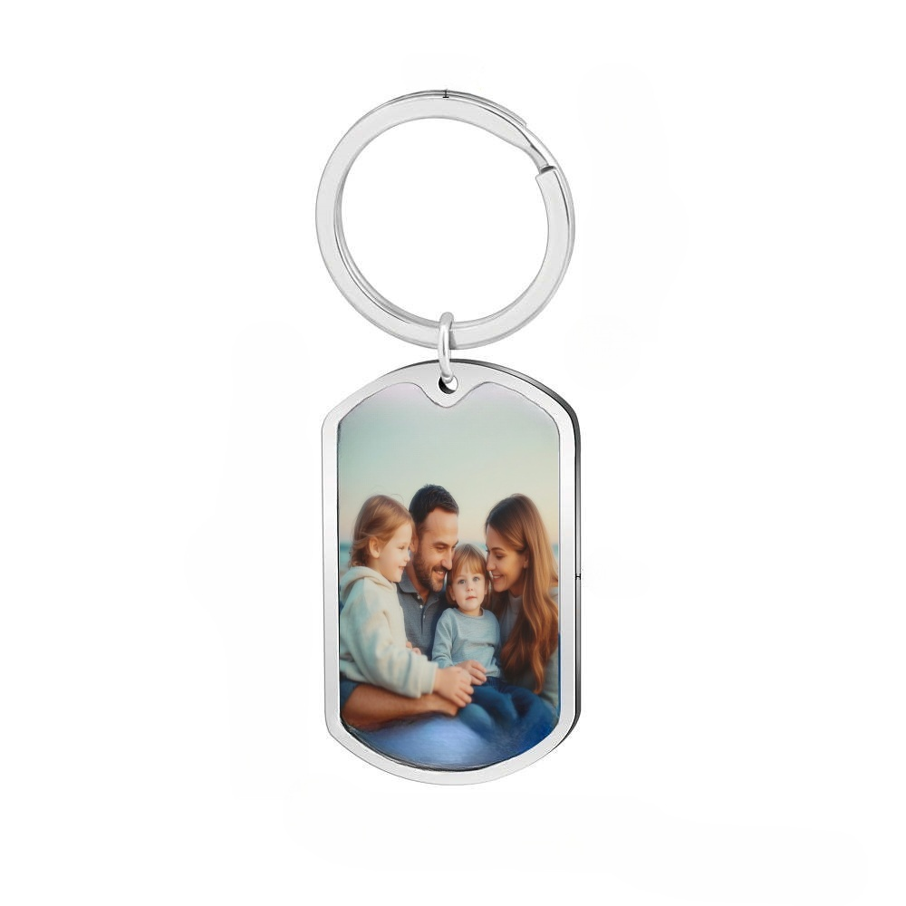 Personalized Stainless Steel Photo Necklace Key Ring with Engraved Text Birthday Anniversary Gift for Women