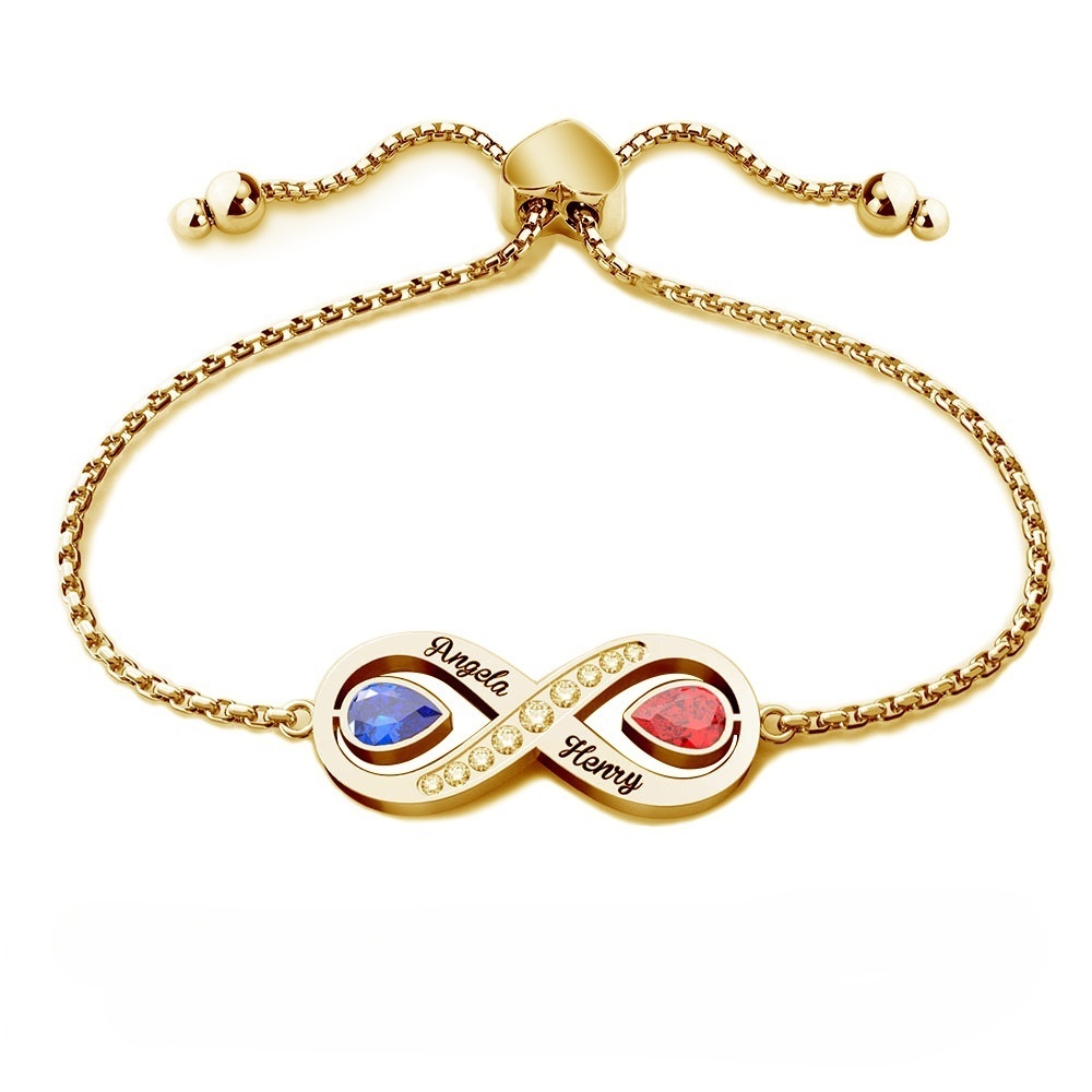 Personalized Birthstone and Name Infinity Bracelet Gift for Mother