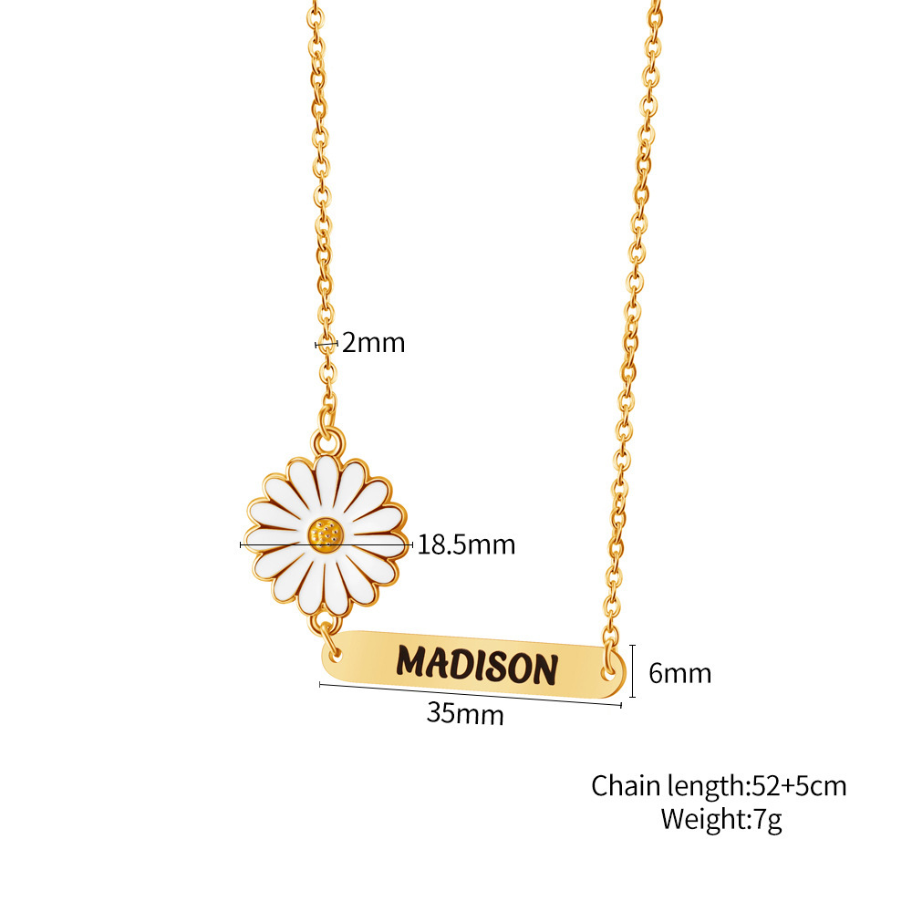 Custom Daisy Flower Name Necklace for Women