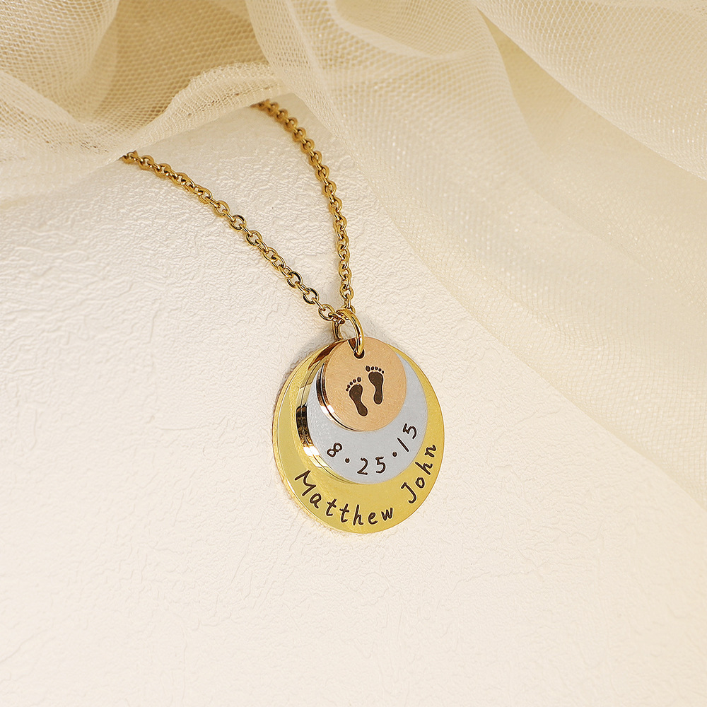 Custom Baby Feet Name Necklace Mother's Day Thanksgiving Day Jewelry Gift for Mother