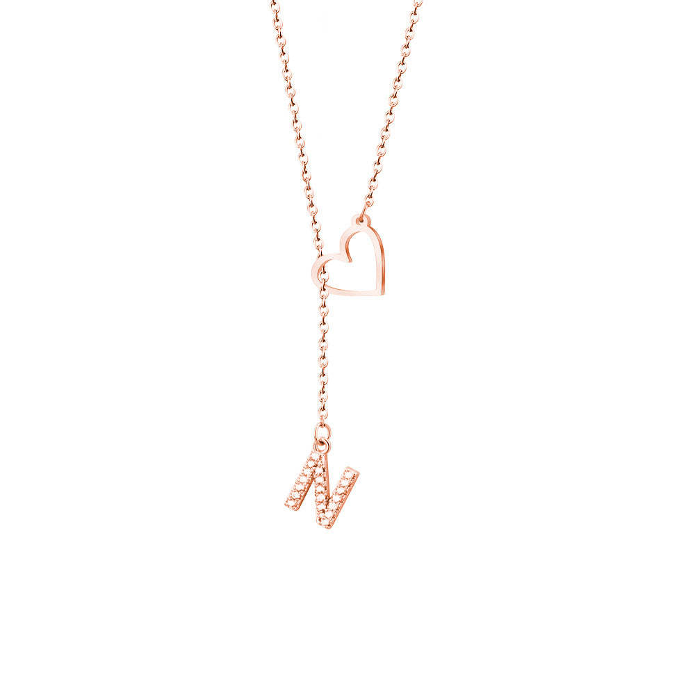 Personalized Minimalist Heart Necklace with Letter Valentine's Day Gift for Her