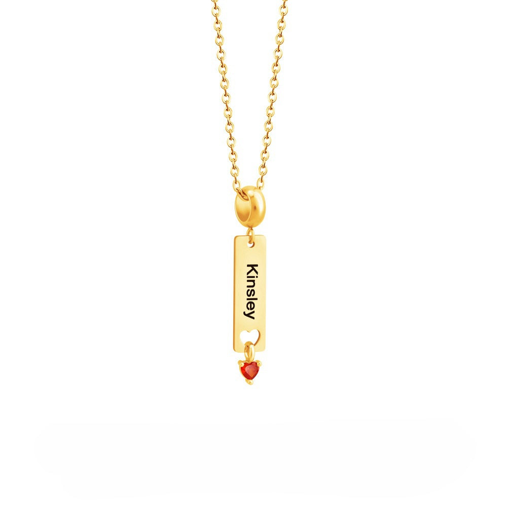Personalized Minimalist Name Necklace with Heart Birthstone Birthday A