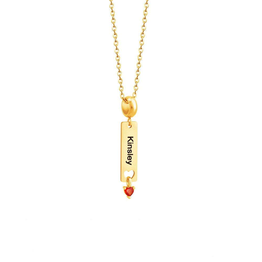 Personalized Minimalist Name Necklace with Heart Birthstone Birthday A