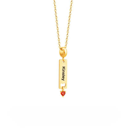 Personalized Minimalist Name Necklace with Heart Birthstone Birthday Anniversary Gift for Her