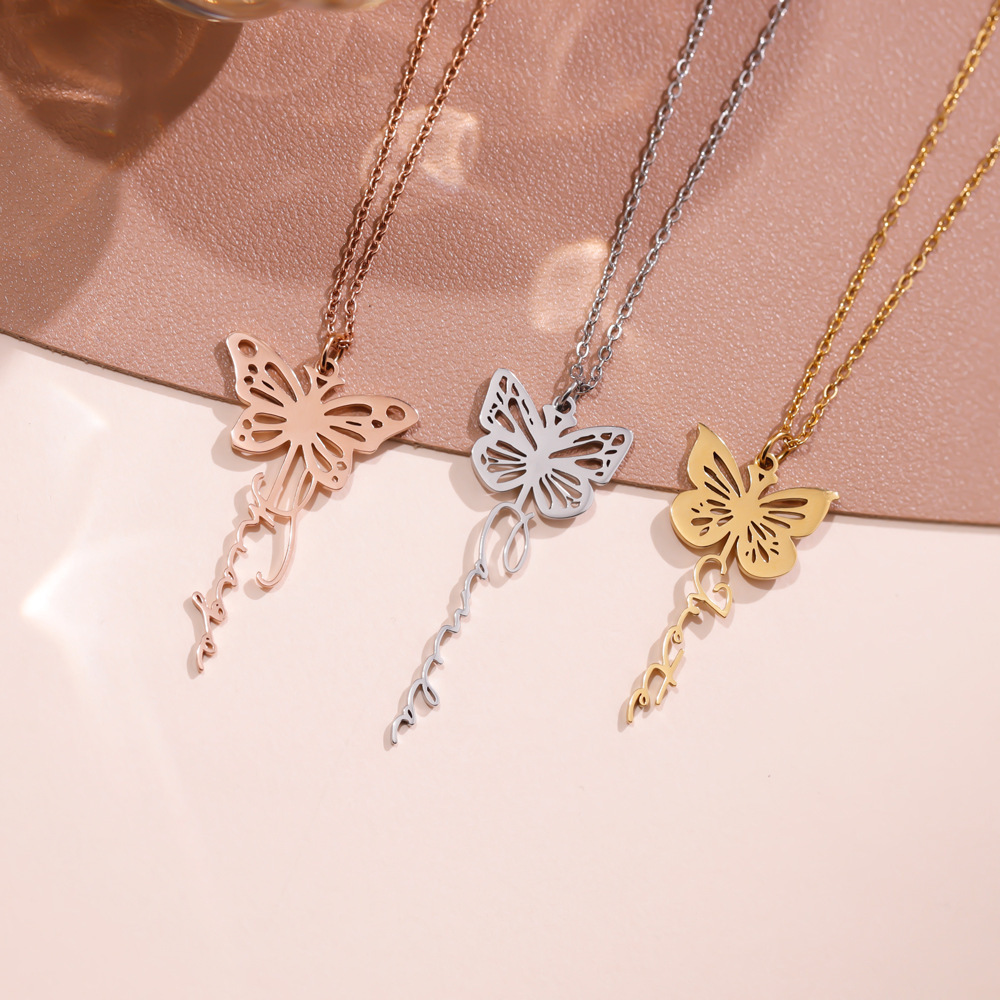 Personalized Butterfly Name Necklace Jewelry Gift for Women