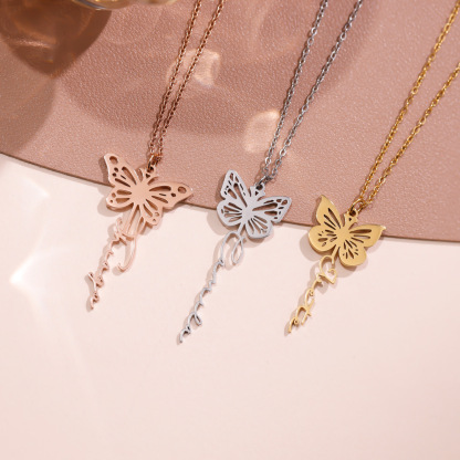Personalized Butterfly Name Necklace Jewelry Gift for Women