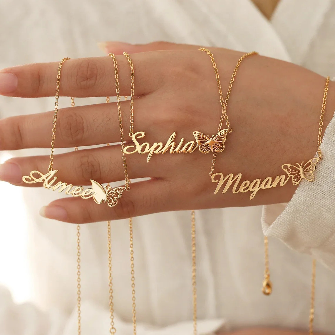 Personalized Butterfly Name Necklace Jewelry Gift for Women
