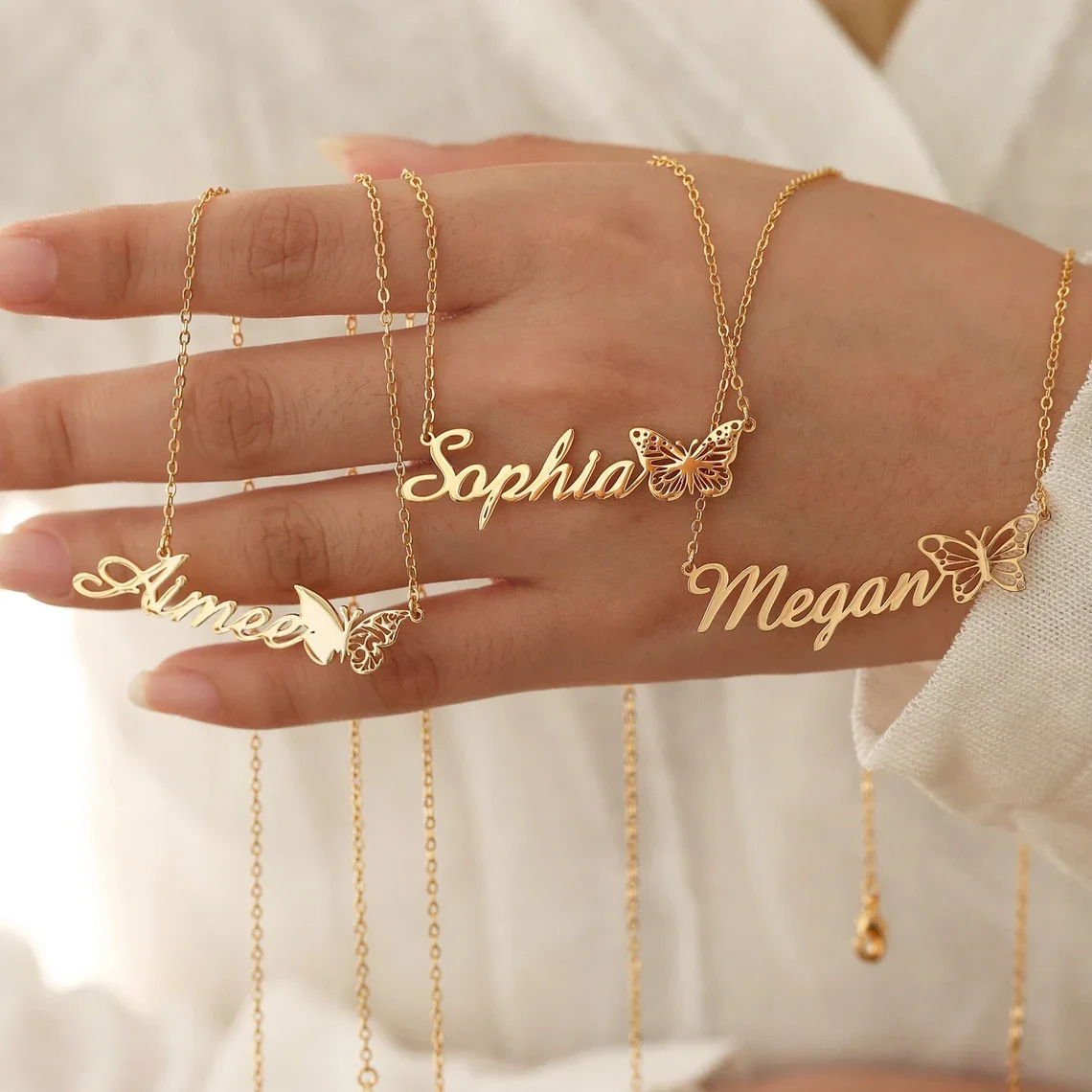 Personalized Butterfly Name Necklace Jewelry Gift for Women