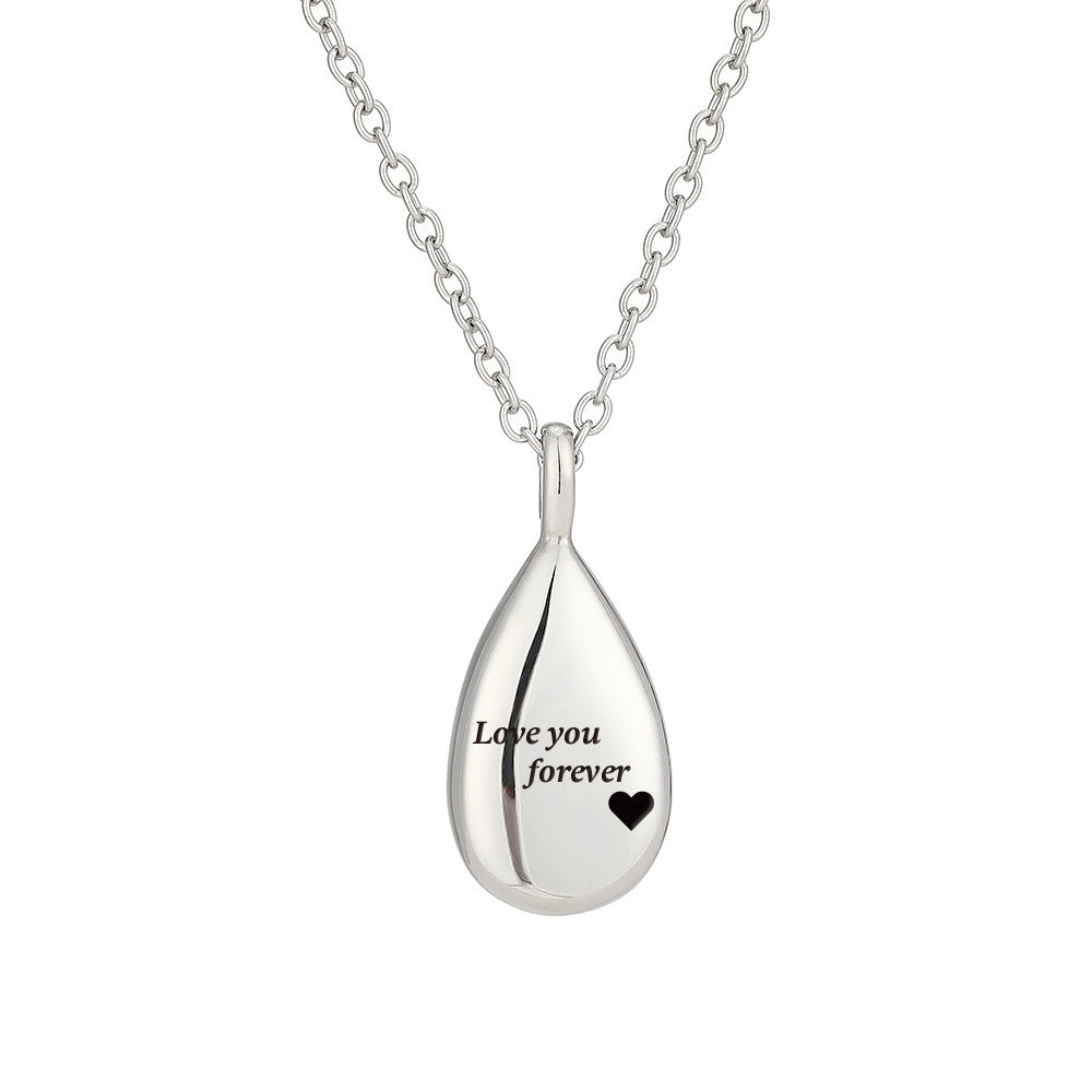 Personalized Pet Portrait Droplet Shaped Cremation Urn Necklace With Engraved Text Cremation Jewelry Memorial Keepsake Gift for Pet Lover