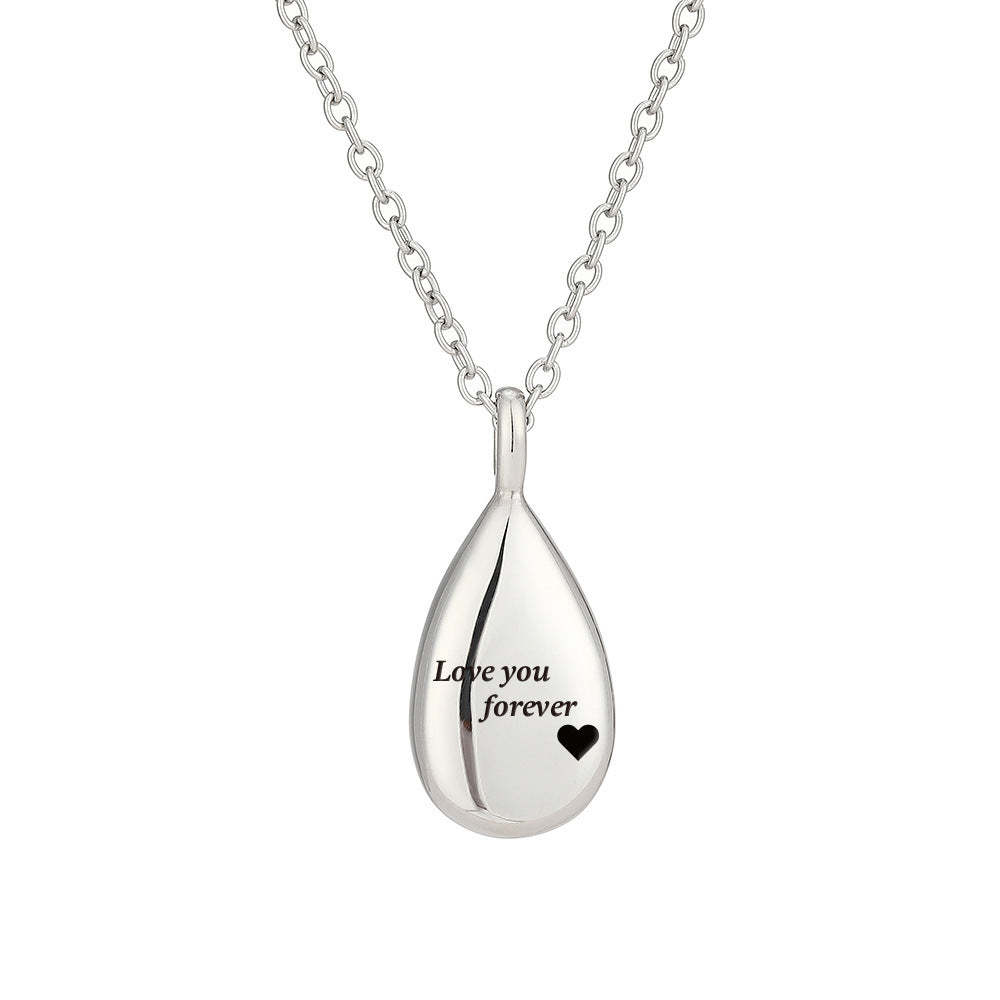 Personalized Pet Portrait Droplet Shaped Cremation Urn Necklace With Engraved Text Cremation Jewelry Memorial Keepsake Gift for Pet Lover